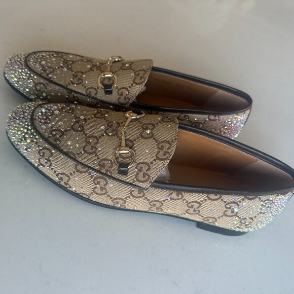Gucci New Jordaan Crystal Embellished Horsebit Loafer - Picture 3 of 9